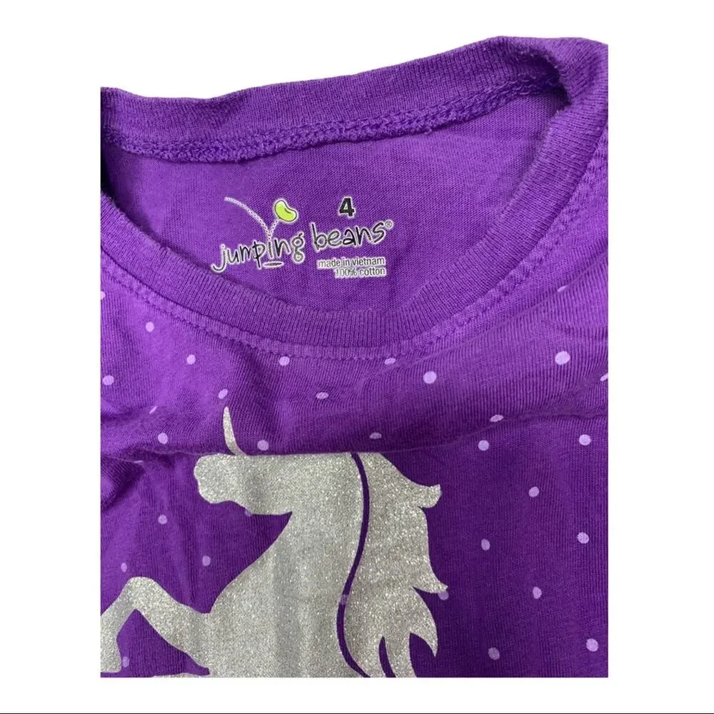 Jumping beans 4 neon plaid shorts and unicorn top